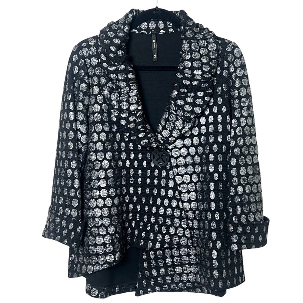 IC by CONNIE K Textured Asymmetrical One Button Jacket Ruffle Collar Size Small